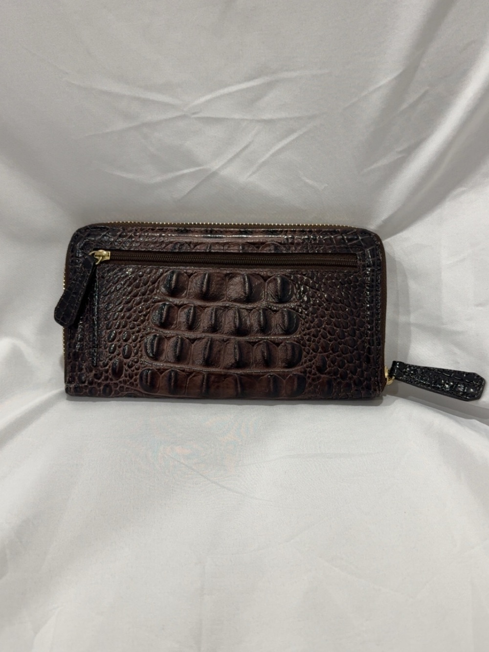 Brahmin Dark Brown Croc-Embossed Zip Around Wallet - Picture 3 of 6